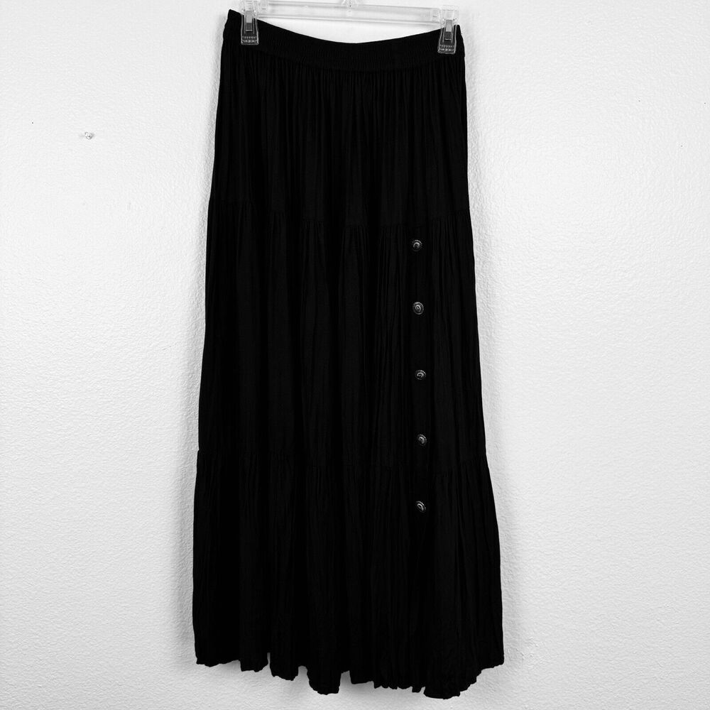 Don’t Mess With Texas Western Boho Tiered Crinkle Maxi Skirt Conch Brown Medium